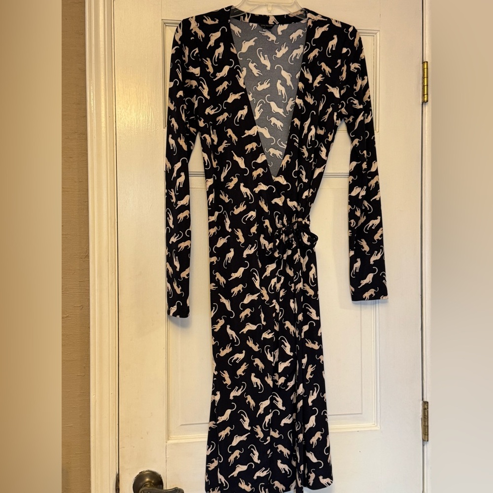 Ann Taylor Black and Cream Cheetah Print Dress‎